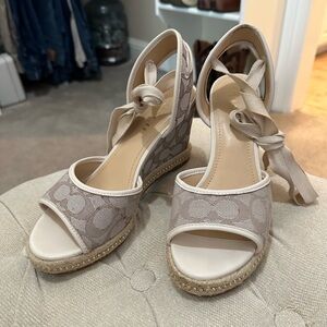 Women's Beige Espadrille Wedge Sandals
